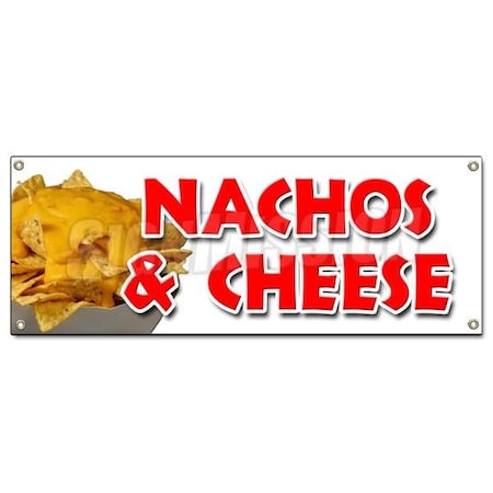 Signmission NACHOS & CHEESE BANNER SIGN snack melted mexican food tacos tex mex B-Nachos & Cheese